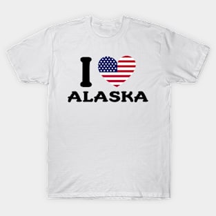 I Love Alaska State United States Heart Flag T-Shirt